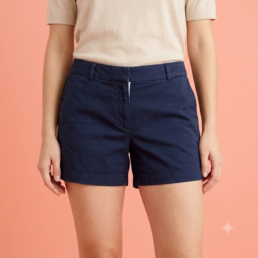 J. Crew Chino Shorts Womens 14 Navy Blue 4" Inseam‎ Stretch Cotton Casual Summer